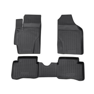 Hyundai Accent Floor Mats - Omac - Rubber TPE, 4 Pcs - Black - '06-'11